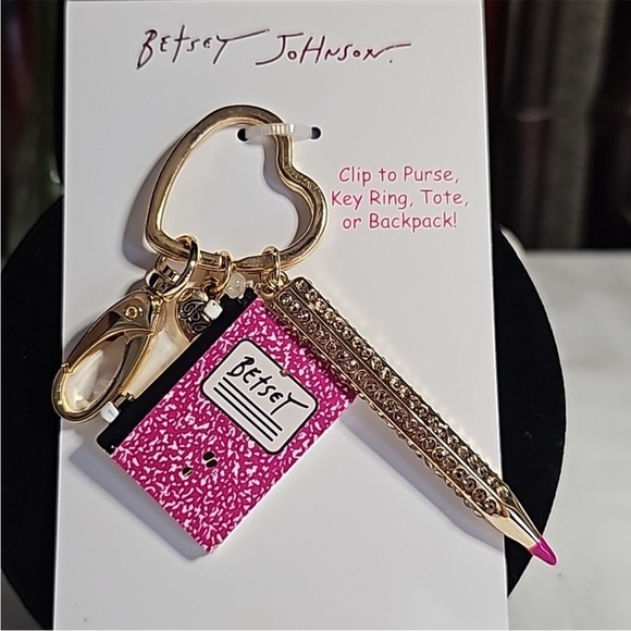 *NWT* Betsey Johnson Handbag Charm Notebook & Bling Pencil - Picture 1 of 7